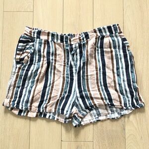 Viola Borghi Striped Linen Beach Shorts Made in Italy